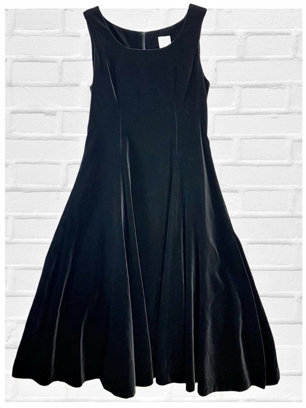 Vintage Laura Ashley Black Crushed Velvet Fit Flare Dress Quiet Luxury Minimal